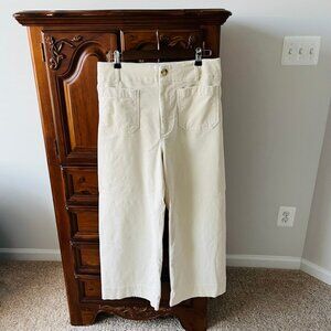 Anthropologie Maeve The Colette Pants, Cream Corduroy, Size 30